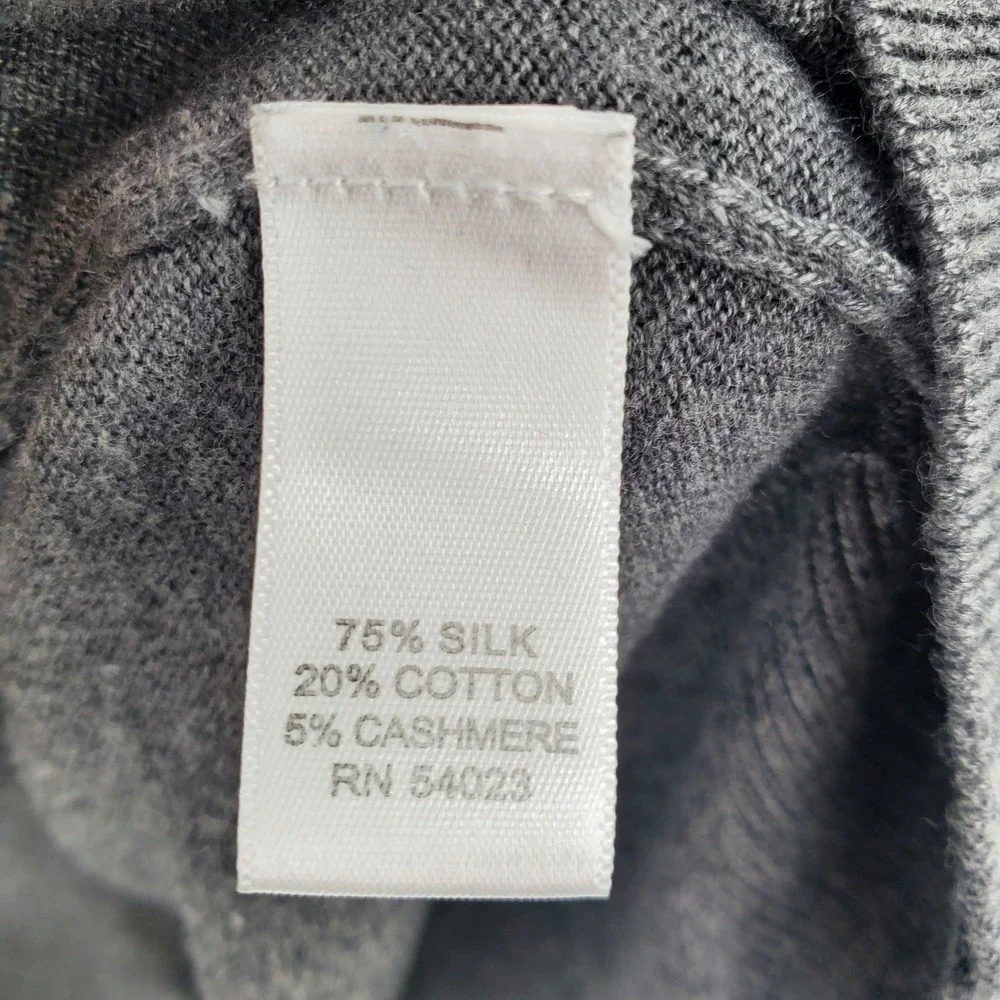 Banana Republic Mens L Gray V-Neck Sweater Silk Cotton Cashmere Blend Preppy‎